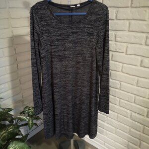Gap Ladies Size Medium Long Sleeve Lightweight Navy & Grey Tweed Dress